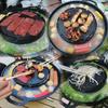 KOSUN Padella Grill Antiaderente Vassoio Barbecue Uovo Formaggio Divisore Rotondo Lastra per Grigliare Carne Bistecca Cucinino per Fornello a Gas e Induzione