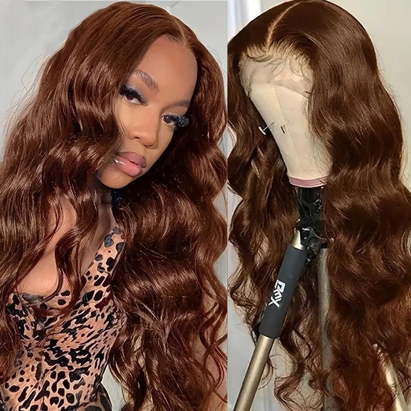 Lace Front Long Curly Wig for Women Middle Part Orange Burgundy Color Brazilian Style Synthetic Full Wig