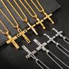 Jesus Cross Pendant Necklace Men Women Thick Stainless Steel Jewelry Twist Chain Religious Charms Accessory Gift