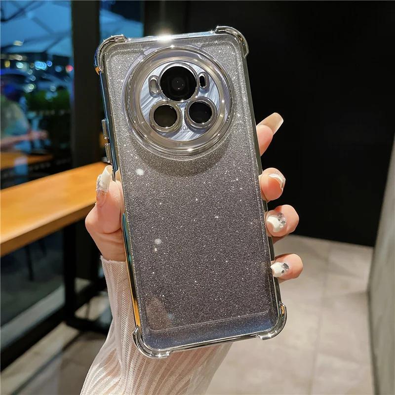 

Градиентный блестящий прозрачный чехол для телефона Huawei Honor 60 70 80 90 100 200 X50 Pro V40 противоударный бампер Honor X50 Pro серебряный