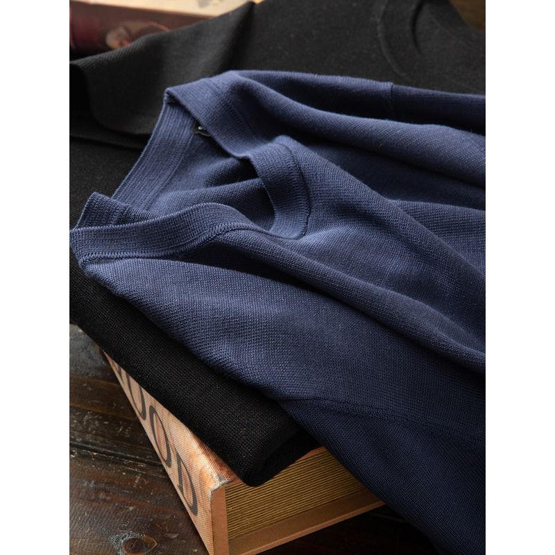 Heavy Rare Italian Order Mulberry Silk/Long-staple Cotton High end Men's Summer Knitted Short sleeve T-shirt Base