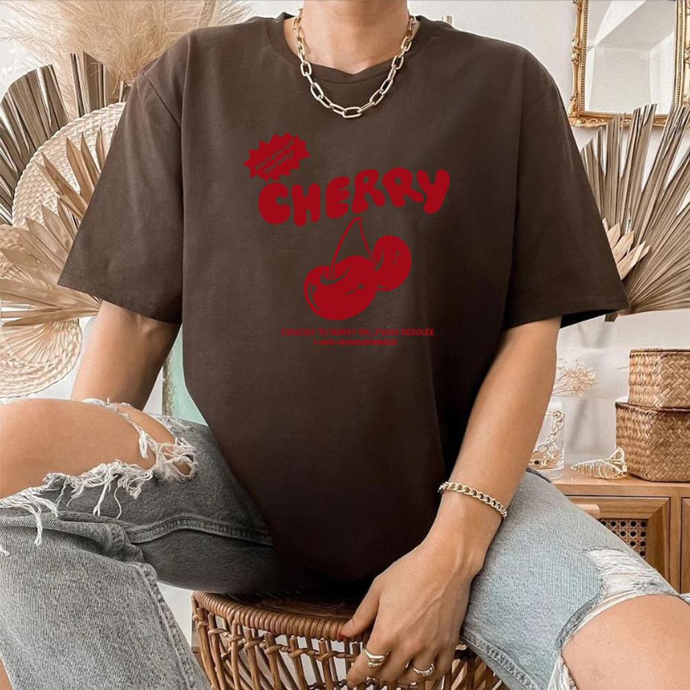 Cherry Vintage Shirt Cute Cherries Graphic Tee Women Y2k Aesthetic Tshirt Short Sleeve Summer Tees Retro 90s Harajuku Tops