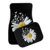 4pcs White Daisy Butterfly Car Non-Slip Carpet | Polyester, Easy To Clean & Install, Suitable for Cars & SUVs, Universal Fit