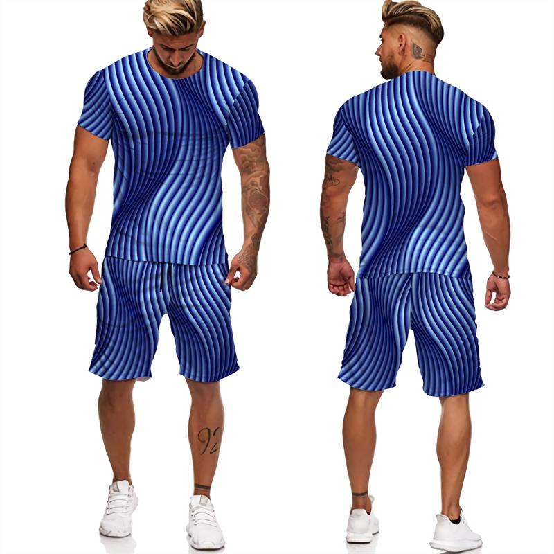 Chándales con estampado abstracto para hombre, camisetas/pantalones cortos/conjuntos con estampado geométrico 3D, ropa informal estilo Hip Hop, trajes de 2 piezas Harajuku para parejas