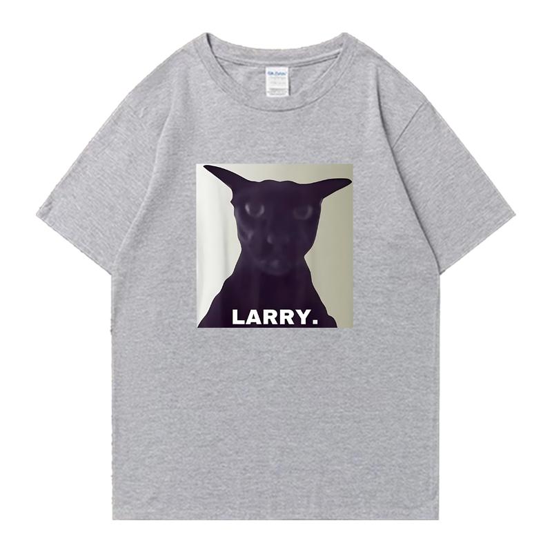 T-shirt vintage Evil Larry Cat Oversized Mulheres Homens 100% Algodão manga curta t-shirts Verão Gola Redonda Roupa estampada Unissex