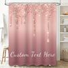 Pink Sparkly Shower Curtain Decor Custom Text White Bath Mat Set