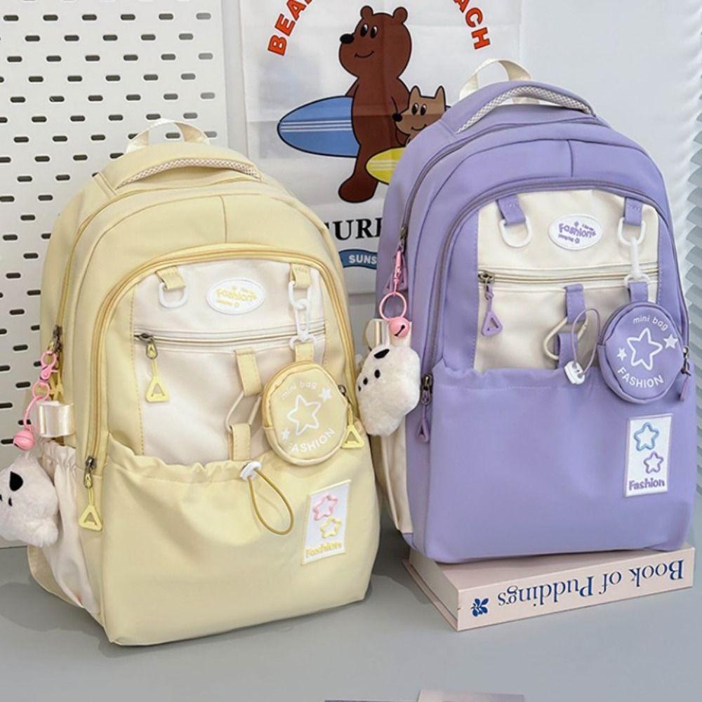 

Canvas School Backpack Lightweight Schoolbag New Travel Bag синій