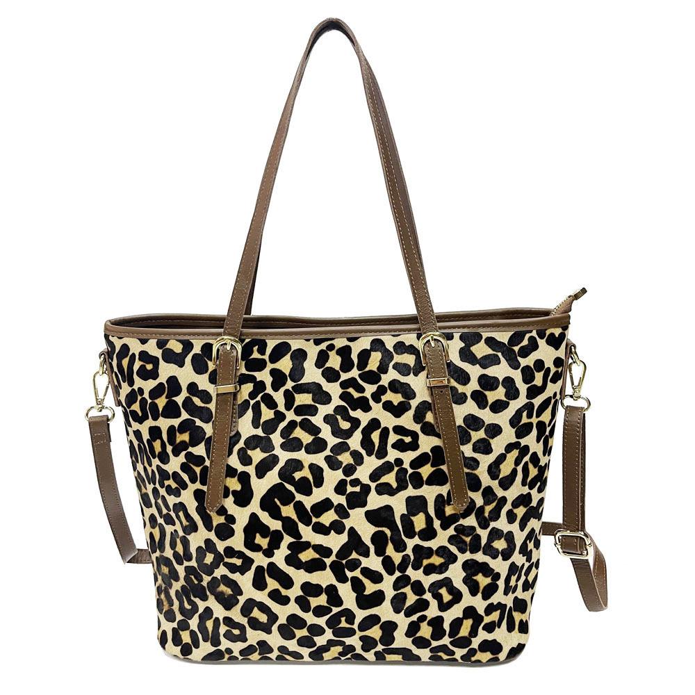 Wind Handtasche Leder Leopardenmuster Pferdehaar Mode Umhängetasche Pendler Tragetasche