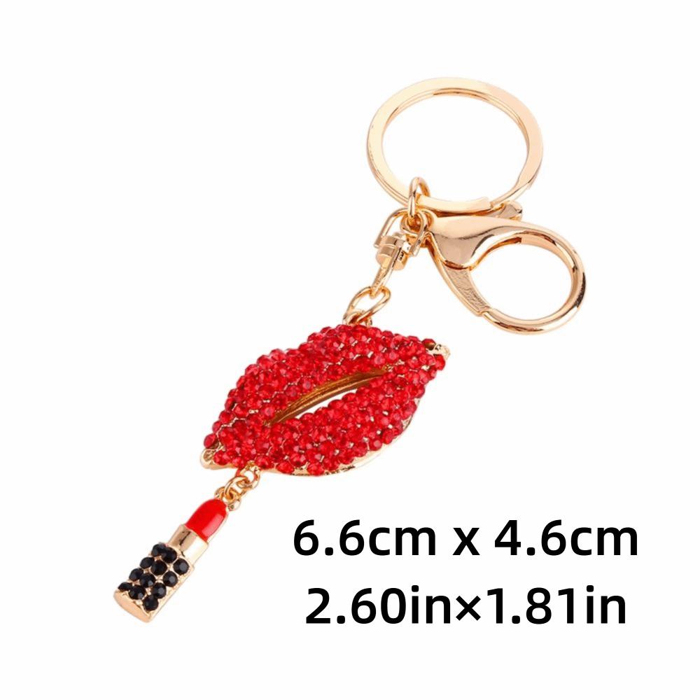 Sexy Lipsticking Lip Keychain Sparkling Crystal Rhinestone Keychain Lipstick Keychain  Women Girls