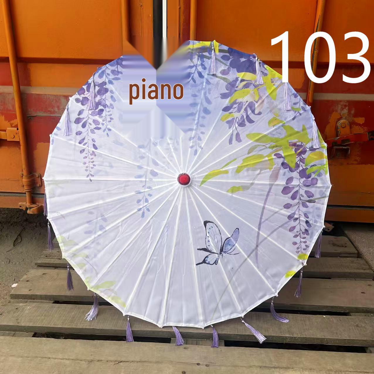 

Classical Hanfu Silk Umbrella with Tassels – Ancient Style Flower Decor Large (Diameter 82CM) - Recommended for Adults