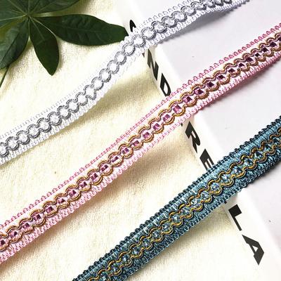 Encaje de Cortina de 12 Metros Borla Fleco Trenza de 2 cm de Ancho Cinta de Borde para Coser Cojín de Sofá Borde de Tapicería Accesorios DIY