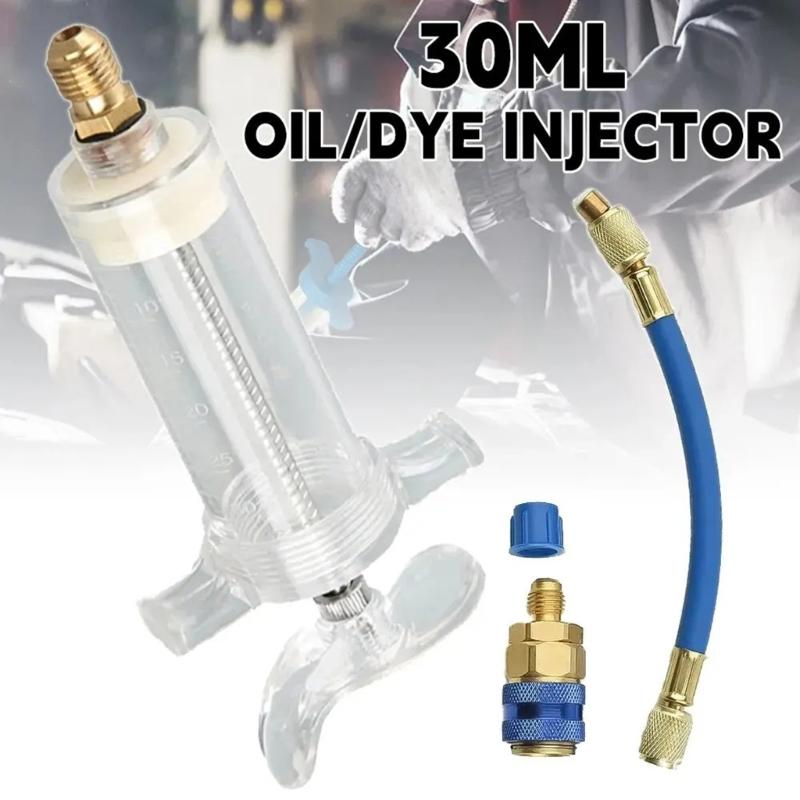 Car A/C Oil and Dye Injectors Refrigerants Tool with Low Side Quick Coupler Adapter 1/4" SAE