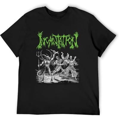 MYCHOME Men's VTG Incantation Metal Band Heavy Cotton T-Shirts Black