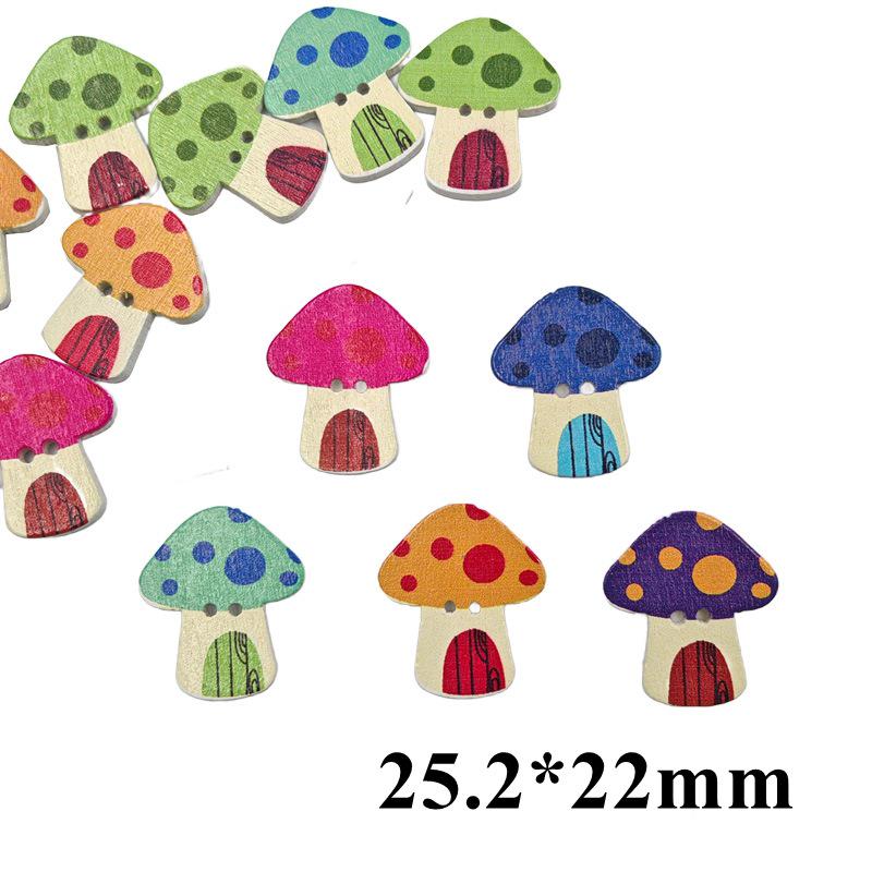 Colorful Mushroom Assortment Wooden Buttons for Children s DIY Puzzle Painting