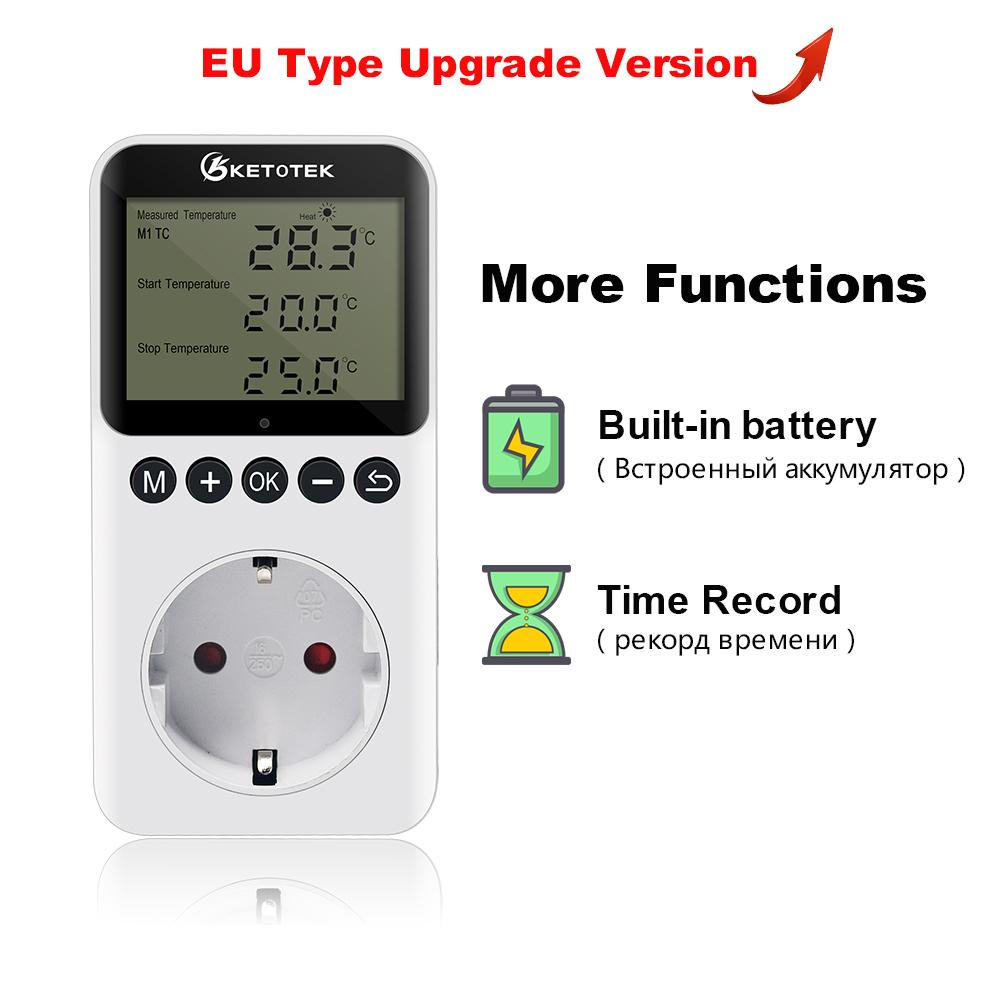 Ketotek Digital Thermostat Day/Night Temperature Controller Socket 230V16A Thermostat Outlet Heating Cooling EU/UK/US/AU/FR Plug