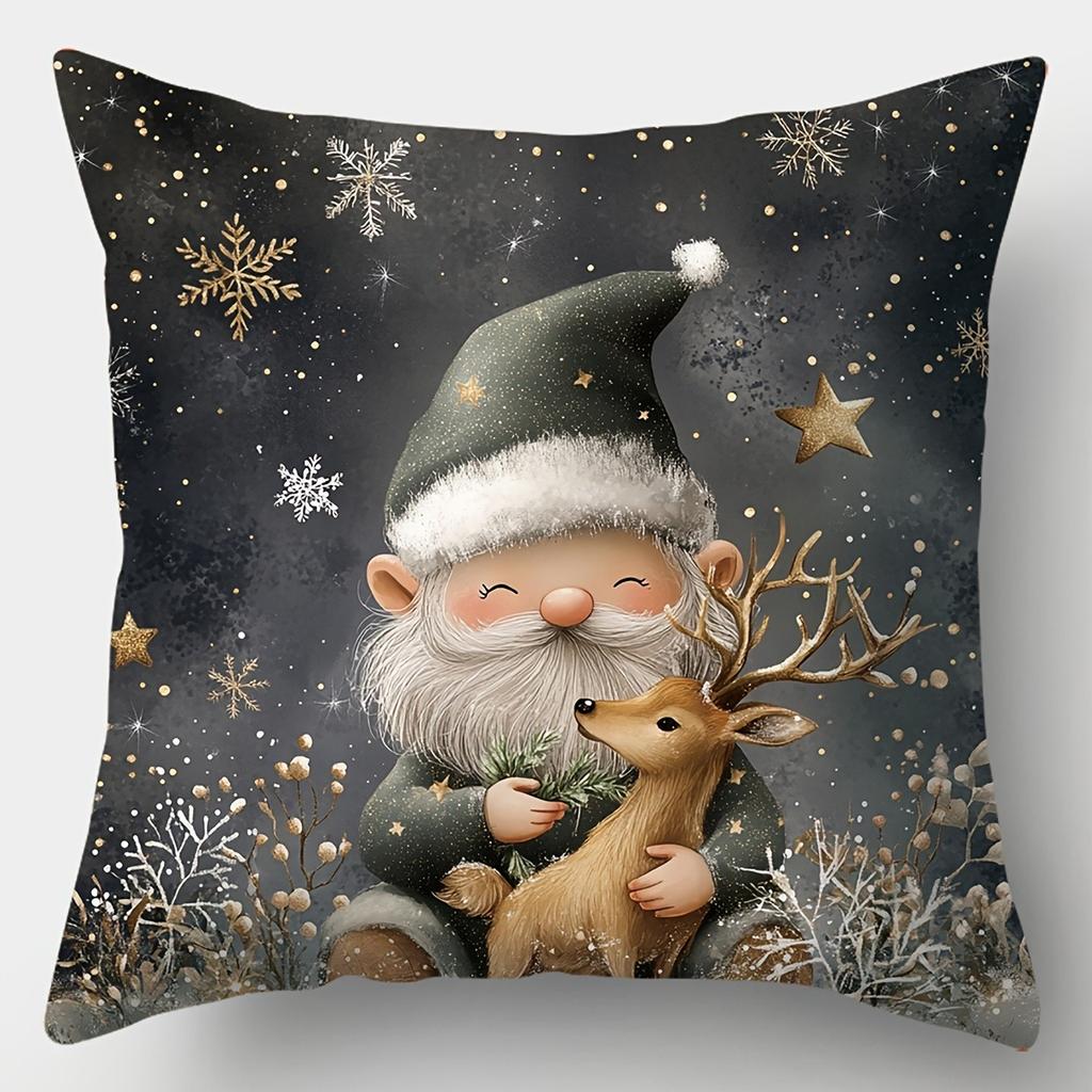 Christmas Themed Pillowcases: Dwarfs, Wreaths & Winter Greetings Sofa Room Cushion Cover Home Decoration New Year Gift