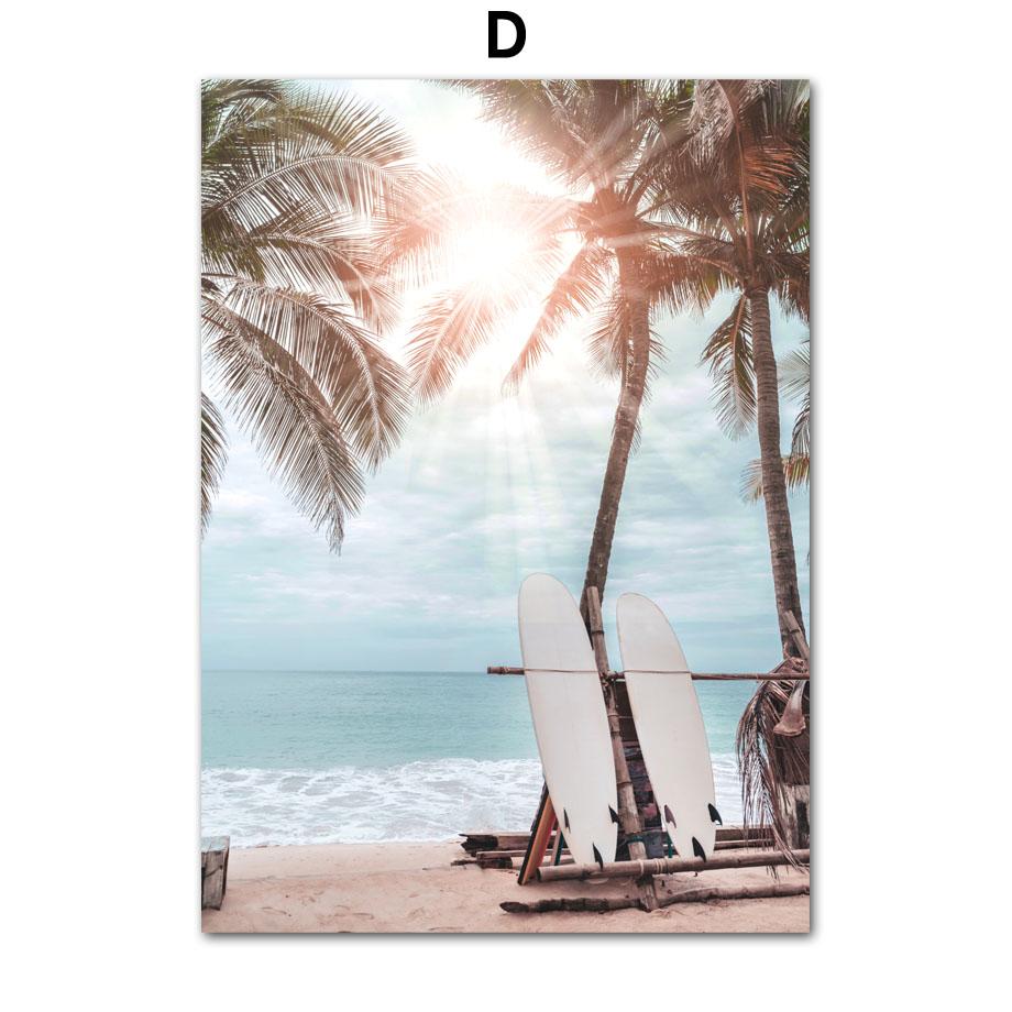 Tropical Pink Beach Shell Palm Tree Sun Posters Prints Canvas Painting Nordic Wall Art Pictures For Living Room Home Decor
