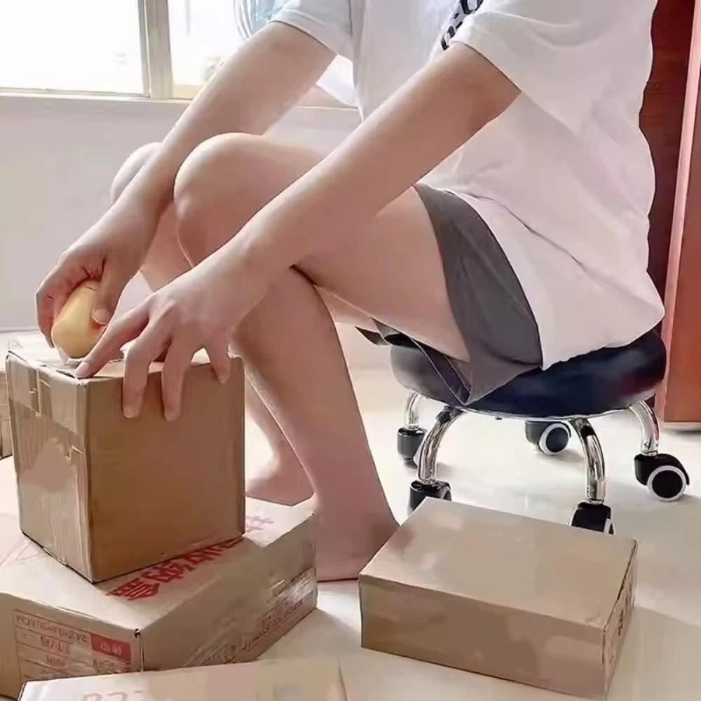 PU Leather Rotating Rolling Stool Waterproof 360 Degree Rotating Rolling Pulley Chair Sturdy Universal Wheel Low Seat Nail Salon