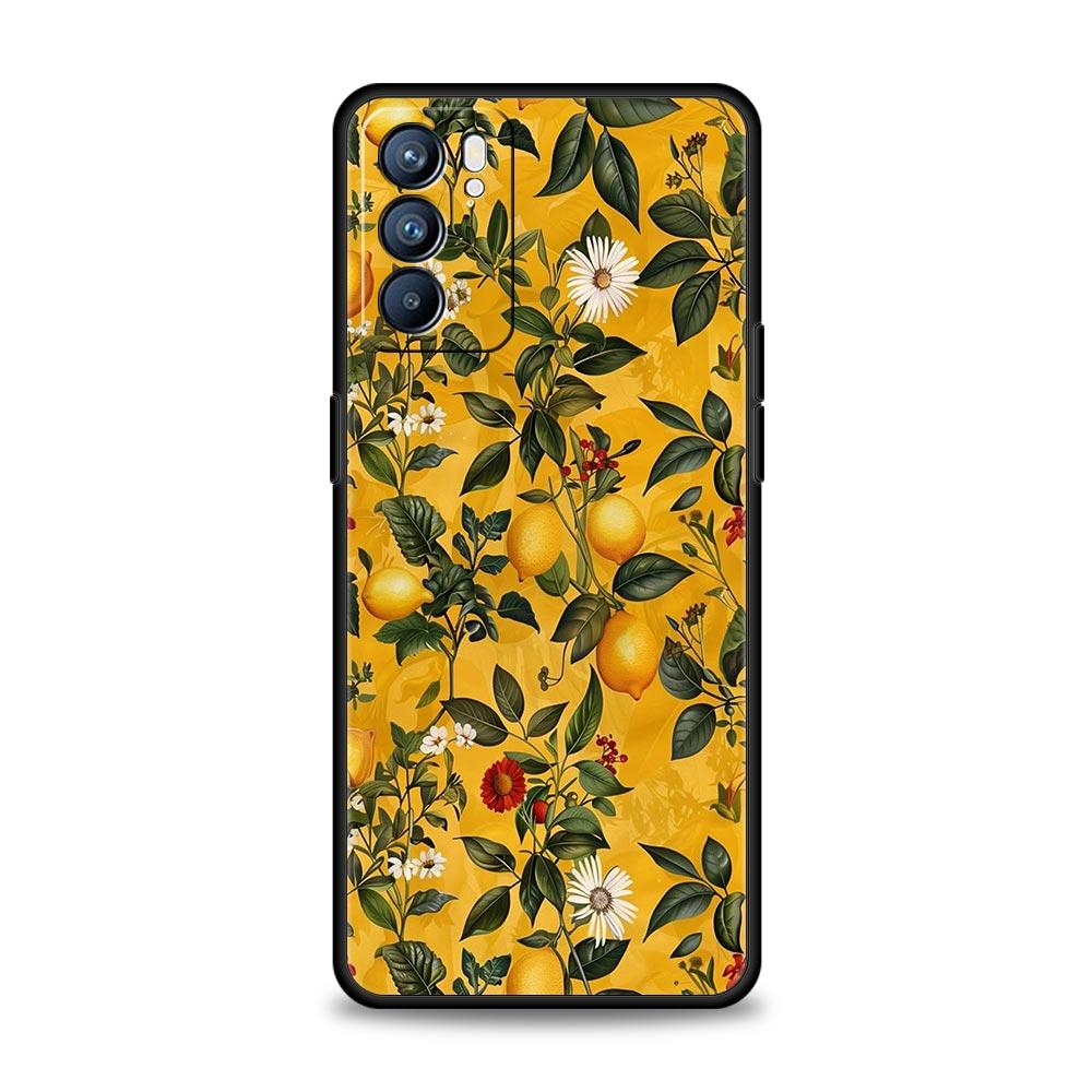 Abstract Plants Flower Phone Case For Oppo A17 A31 A54 A57 A78 A79 A98 Find X5 X6 Reno 6 7 8 10 11 12 13 F Pro 5G Soft TPU Cover