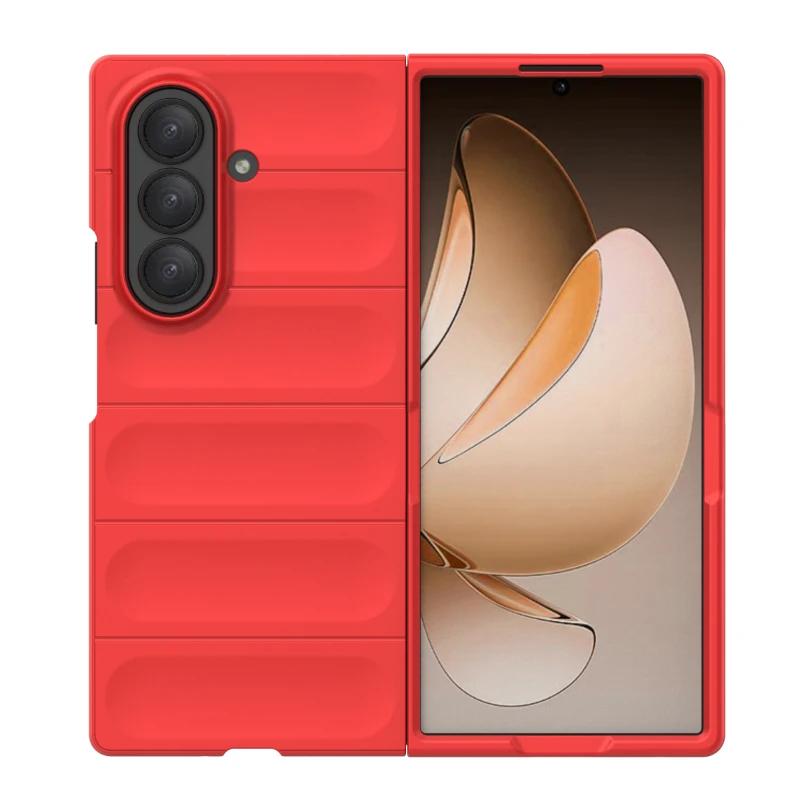 Simple Bunsiness Phone Case For Samsung Galaxy Z Fold 7 6 5 4 3 Soft Liquid Silicone Naked Device Feel Anti-Drop Protector Cover