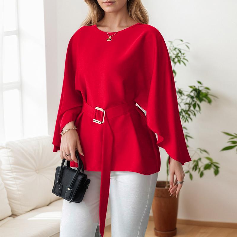 ZANZEA Women Casual Round Neck Solid Color Loose Long Sleeve Blouse