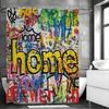 Vtipné Graffiti Domov Abstraktní Umění Sprchový Závěs, Koupelnový Dekorativní Sprchový Závěs, Vodotěsný Sprchový Závěs s Háčky