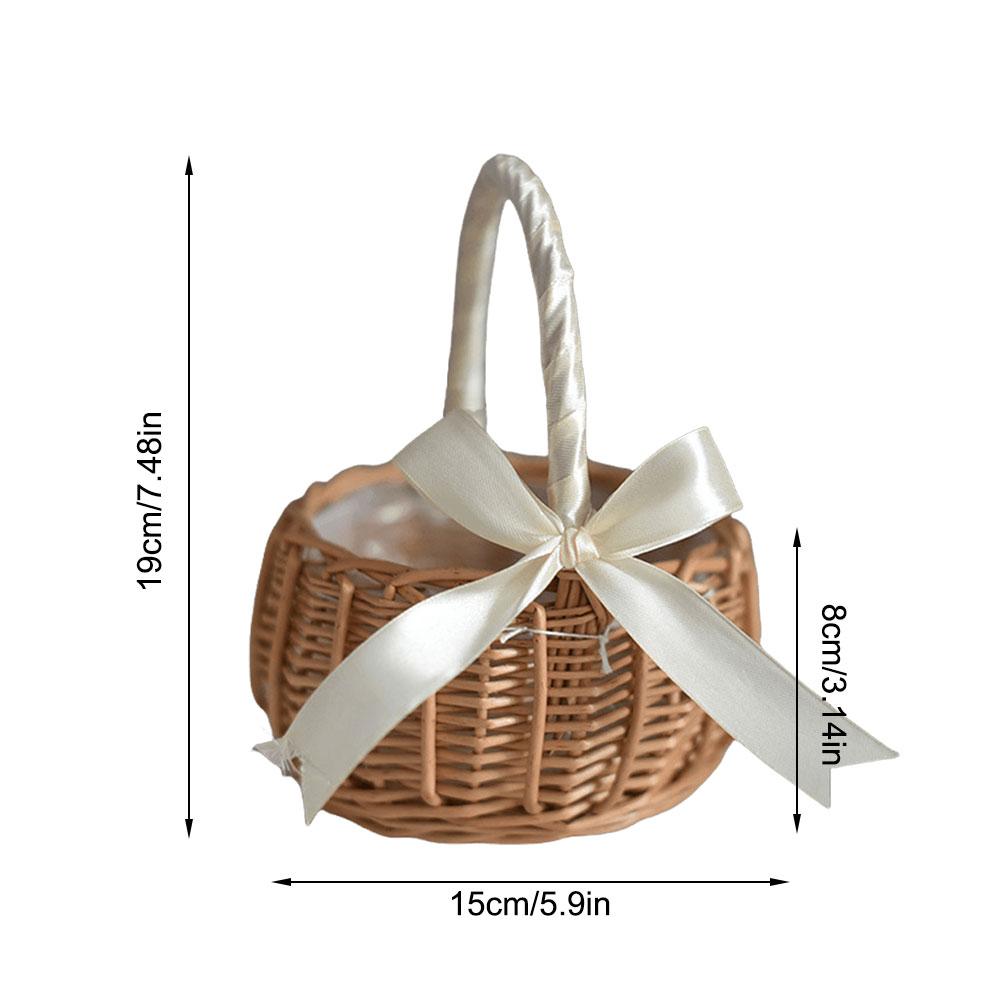 Woven Storage Basket with Handle Wedding Flower Girl Baskets Wicker Rattan Flower Basket Home Decoration