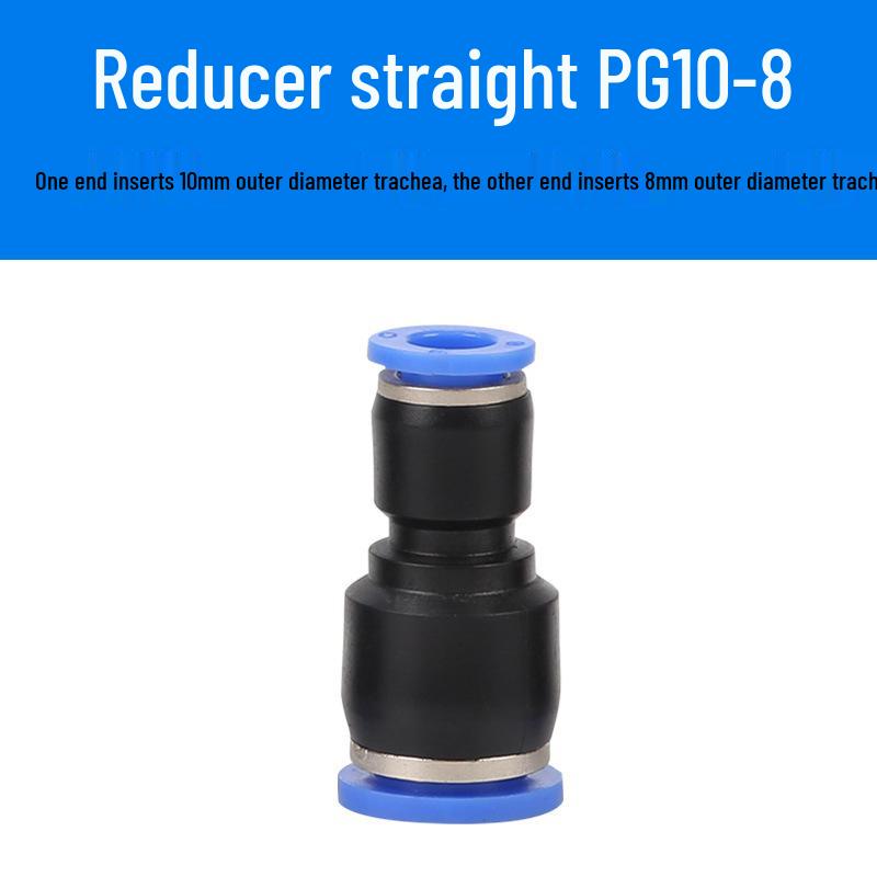 Straight Quick Push-In Pneumatic Air Tube Connector, PU Sizes 6-16, Plastic Two-Way Joint
