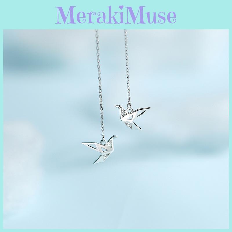 Sparkling Yixuan Diamond Origami Crane Ear Threader Popular Chain Design Element