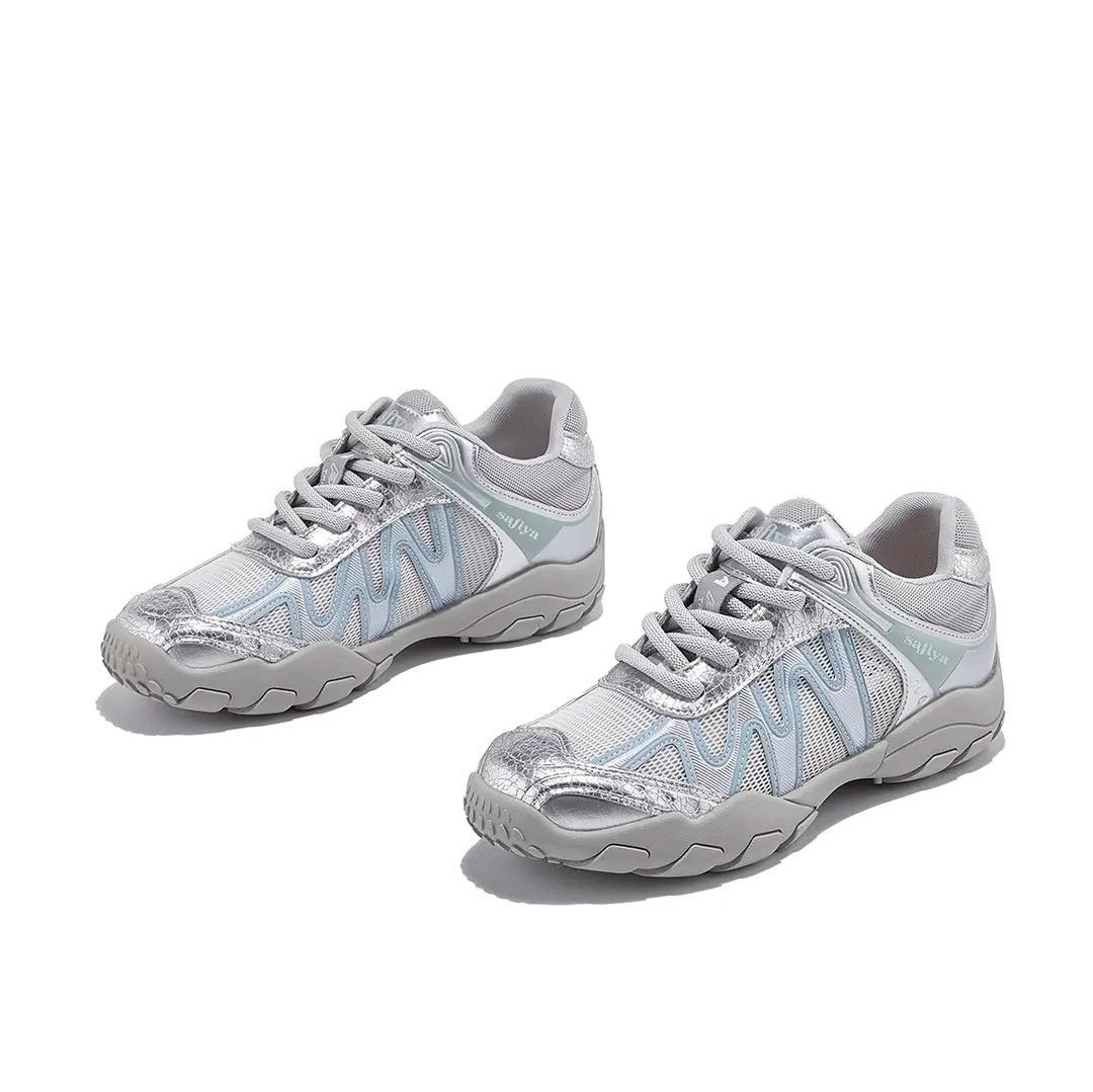 

Mesh breathable thick-soled color matching trend German training shoes women s 2025 summer new casual versatile Forrest Gump running women s shoes 40 серебряный