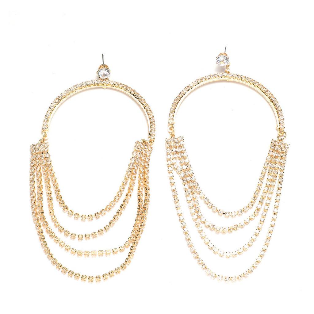 Rhinestone Tassel Earrings: Sparkling, Long, Versatile, and Chic Claw Chain Design