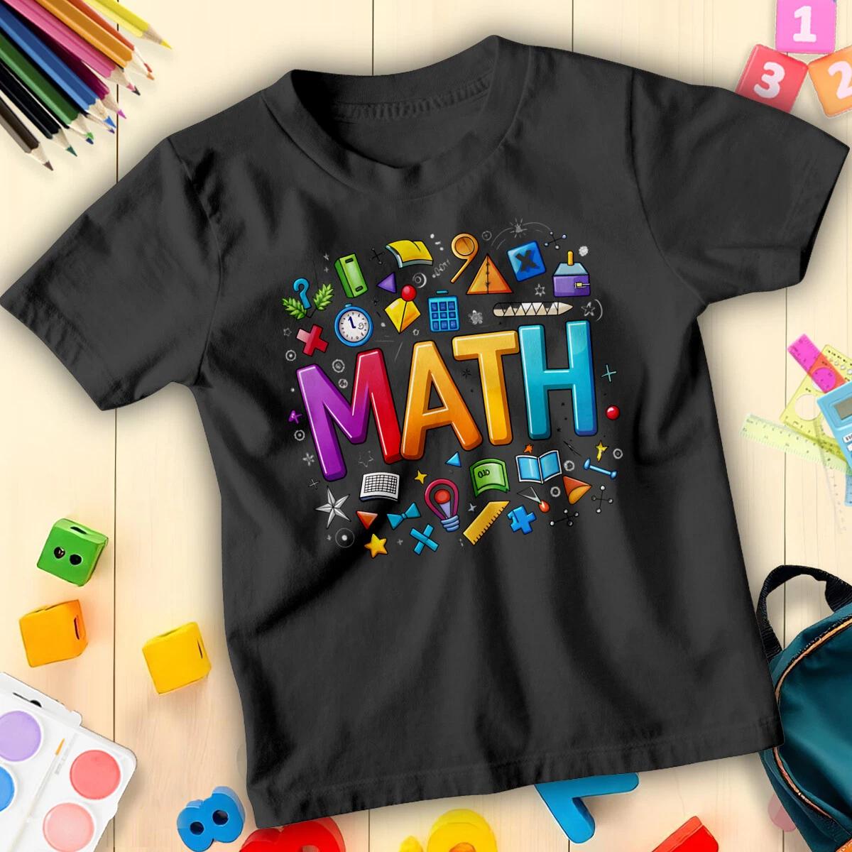 Boys and Girls Colorful Maths Day Equations Number Day T-Shirt Tee for Kids#ND 100