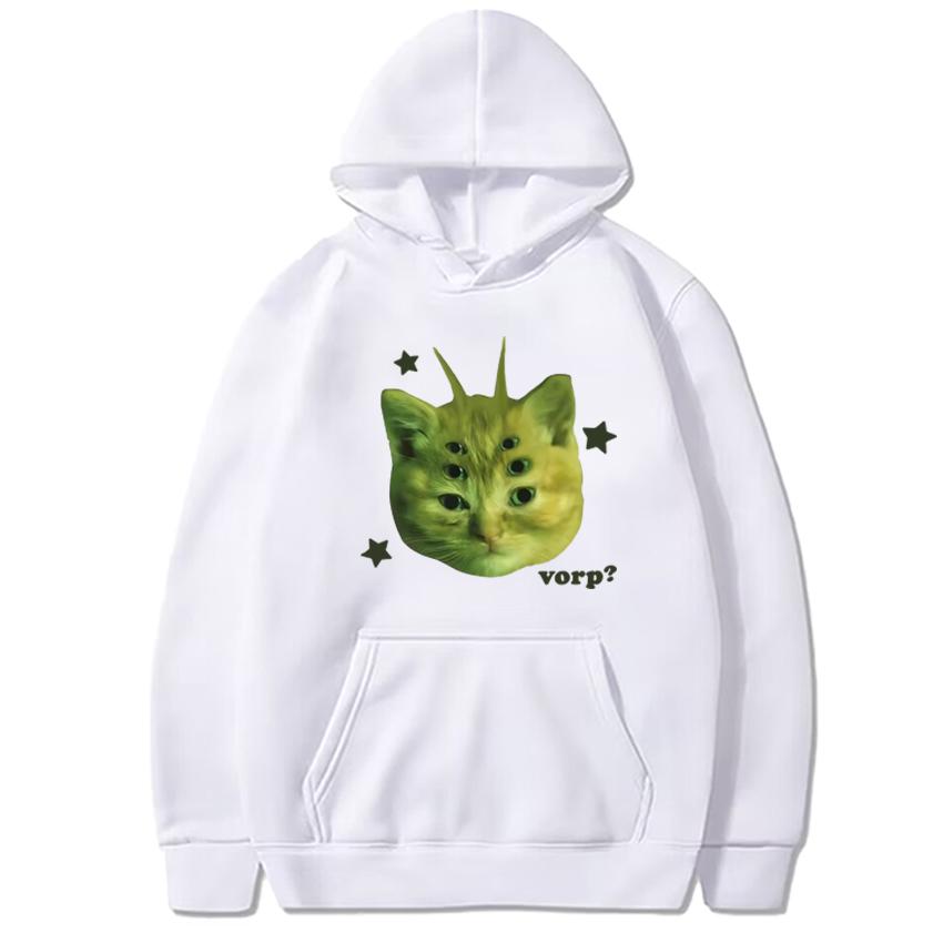 2025 New In Funny Alien Cat Vorp Meme Graphics Hoodies Autumn Winter Unisex Harajuku Fleece Sweatshirt Men Women Casual Pullover