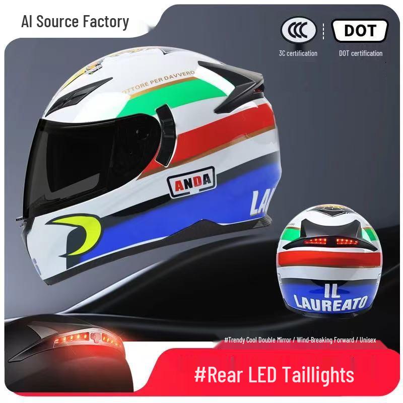 3C Certified Full Face Motorcycle Helmet for Men & Women - All-Season, Trendy Autumn/Winter Design