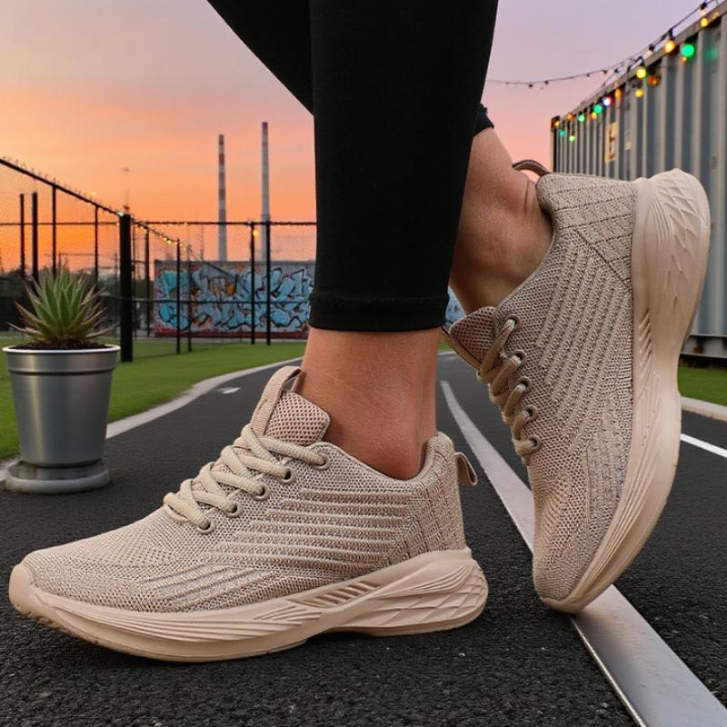 Women'S Knitted Mesh Sneakersfashionable Lace Up Casual Single Shoes Trendy Comfortable Breathable Walking Shoes Daily Use