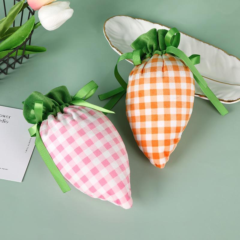 Easter Carrot Rabbit Bags Cute Bunny Gift Packing Velvet For Valentine Chocolate Candy Wedding Party Jewelry Organizer