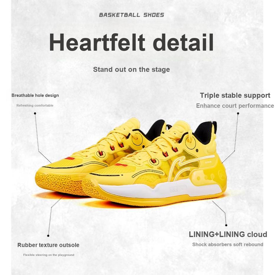 Li Ning Dětské Yu Shuai 16 V2 Mladé Pohodlné Basketbalové Boty Dětské Basketbalové Boty Jasně žluté YKBT022-3