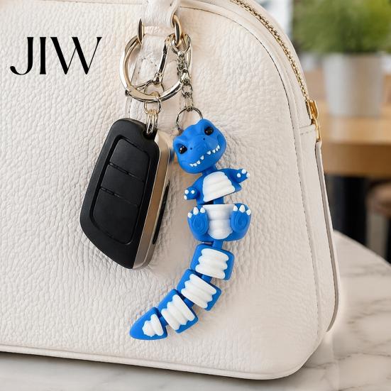 Mini Dinosaur Figure for Schoolbags 3D Printed Articulated Tyrannosaurus Rex Keychain Kids Adults Stress Relief, Flexible T-rex Pendant Backpacks