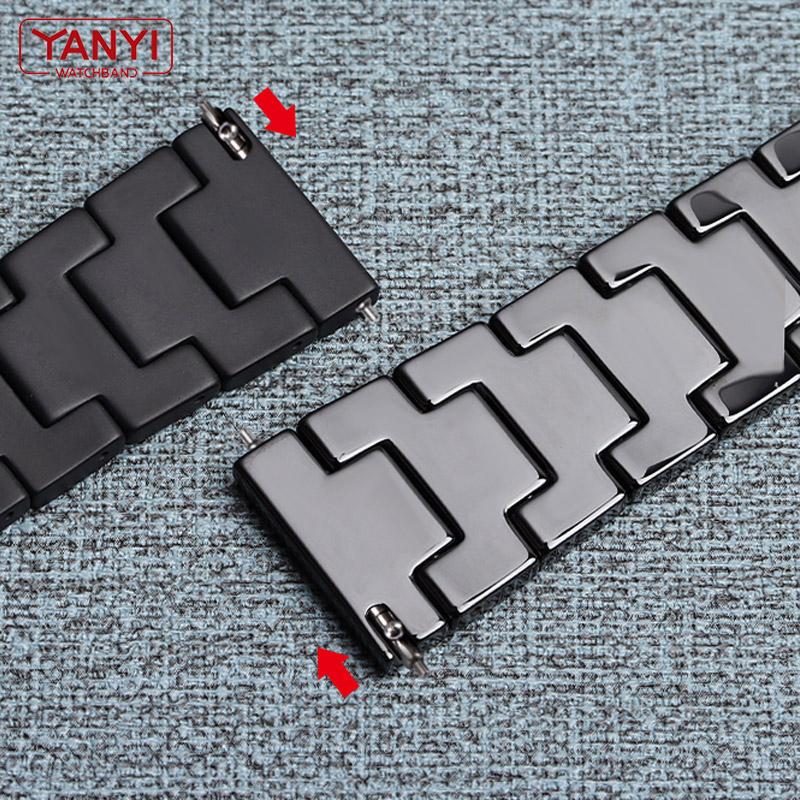 Ceramic Watch Band For Huawei Watch GT 2 Strap Quick Release Bar Watchband 18mm 20mm 22mm Watch Bracelet Matte Black Color