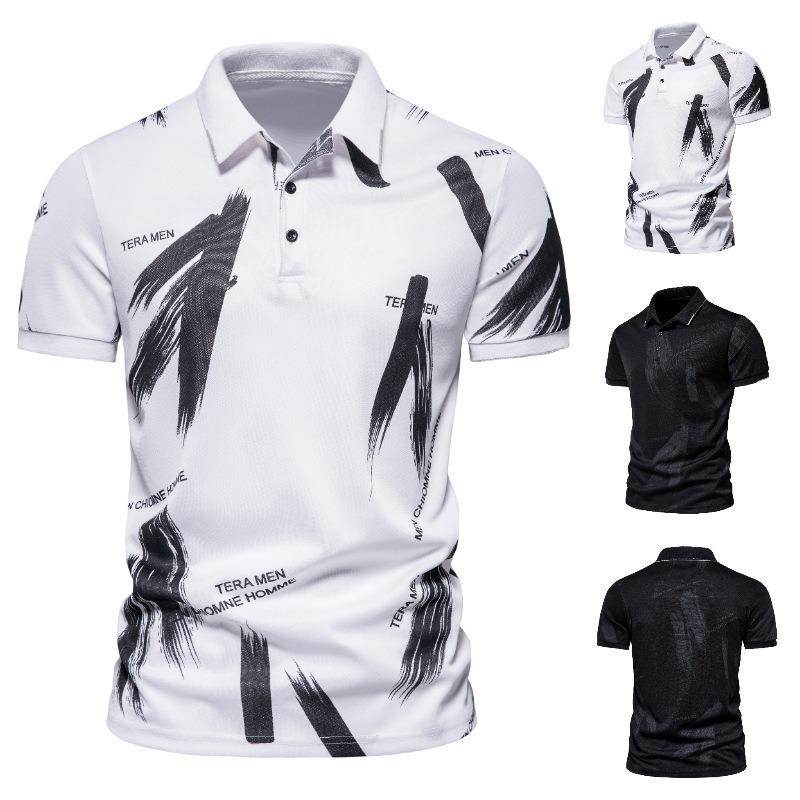 Men S Short Sleeve Polo Shirt Slim Fit Printed Casual