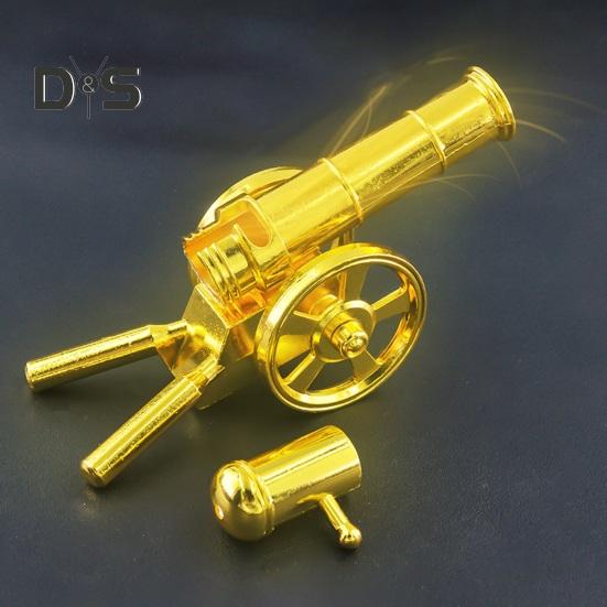 Mini Alloy Cannon Figurine Realistic Miniature Artillery Launcher Model Statue Sculpture Collection Toy Home Office Desktop Decoration Ornament