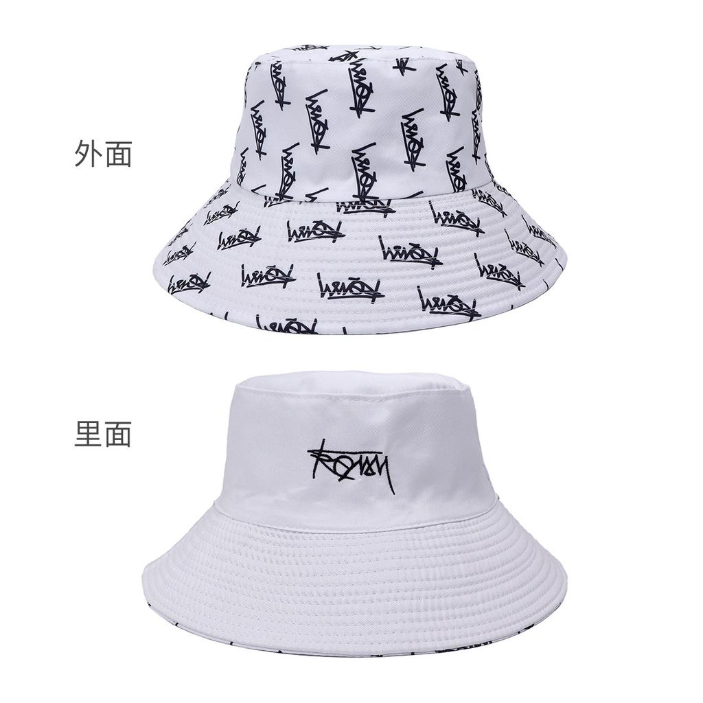 Summer New Double-sided Bucket Hat Men's and Women's Hawaiian Printed Sunshade Basin Hat Big Head Circumference Sunscreen Hat