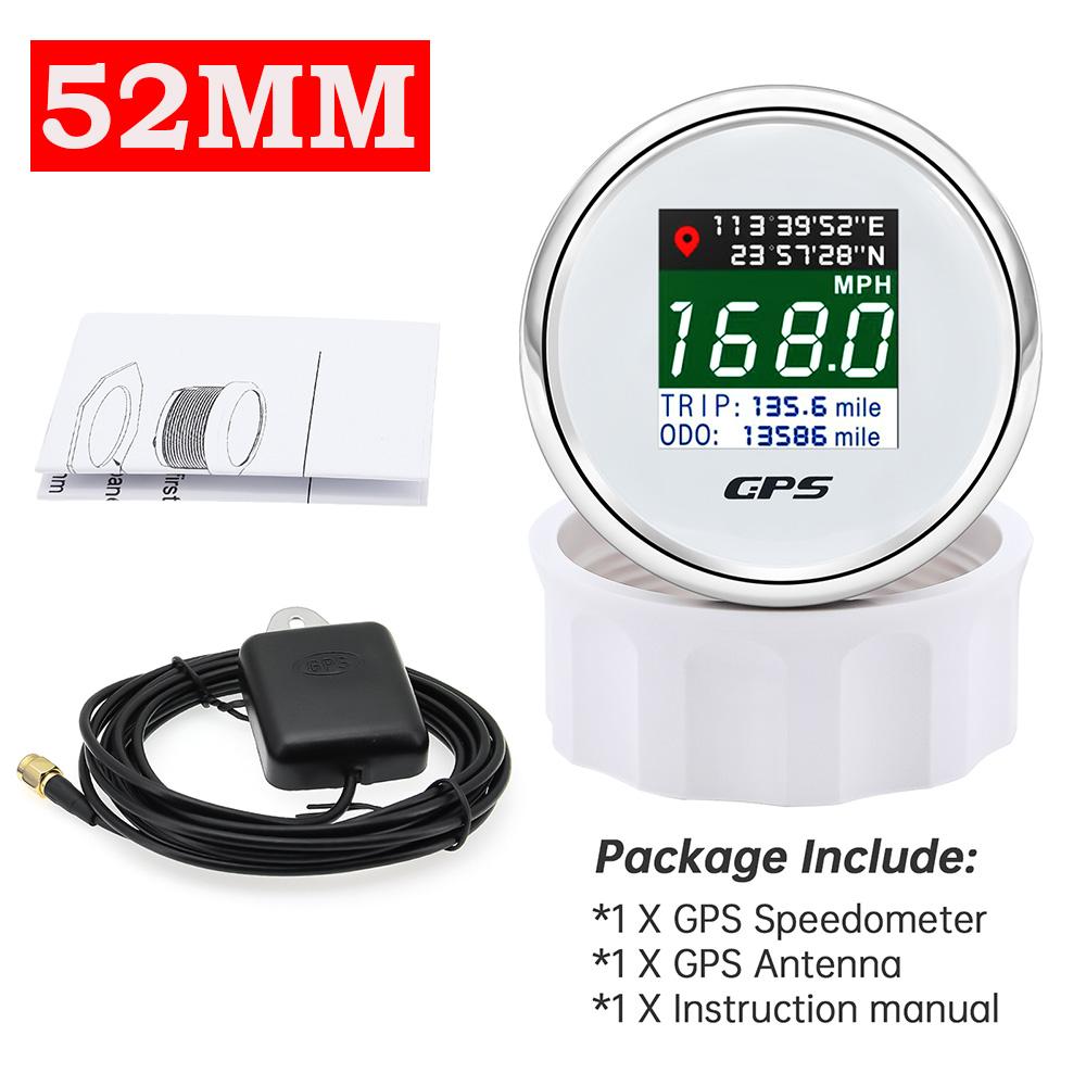 AD New 52mm/85mm TFT Screen Speed Gauge Digital GPS Speedometer Mph Knot Km/h GPS Antenna For Motorcycle Marine Boat Car 12V 24V