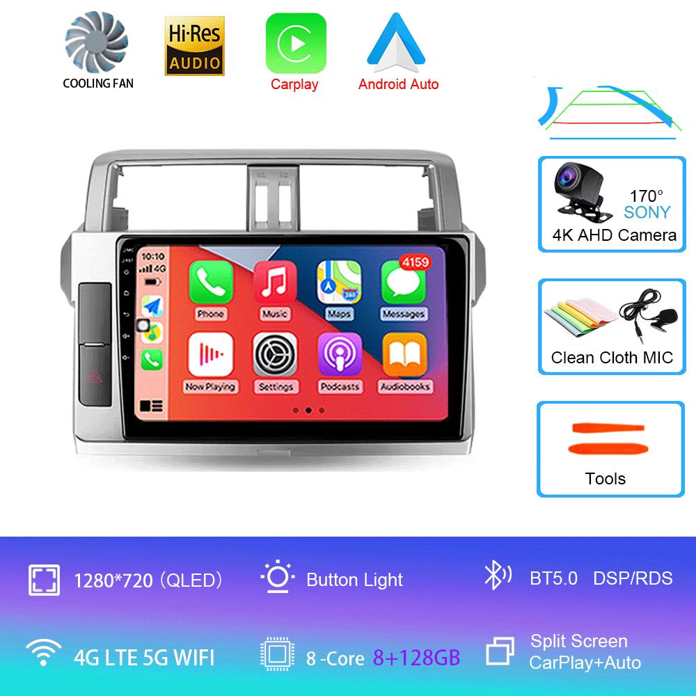 For Toyota Land Cruiser Prado 150 2013 2014 - 2017 Car Radio Android 14 Navigation Multimedia Player GPS WiFi+4G Video Carplay