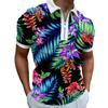 Men'S Zip-Up 3Dpolo Shirt, Printed Lapel, Short-Sleeved Pullover, Casual Wear