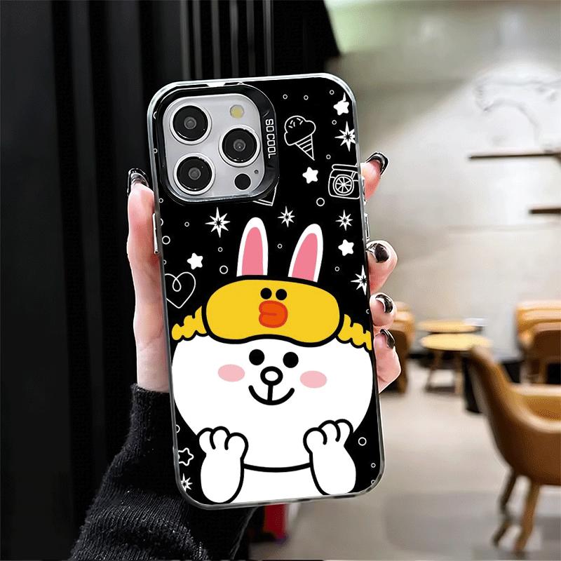 Cartoon Bear Brown Rabbit Soft Phone Case for iPhone 15 16 17 Pro Max 17Air 16E 14 Plus 13 12 Mini Shockproof Cover Back Shell