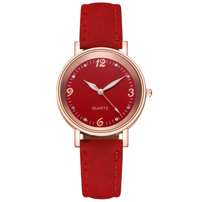 Fashionable Ladies' Quartz Watch With Decorative Night Light And Leather Strap