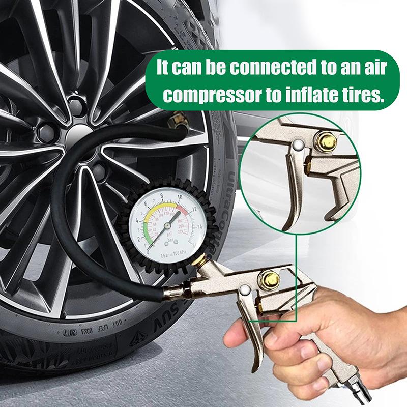 220Psi Car Motorcycle Multifunctional Tire Air Pressure Monitoring Gauge Tester Air Compressor Dial Meter Inflator Pump Tools