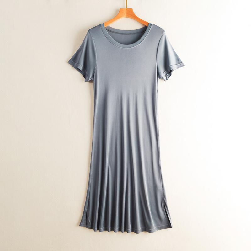 Plus Size Mulberry Silk Mid-Length Dress - Elegant Flare Nightgown for Women XXXL