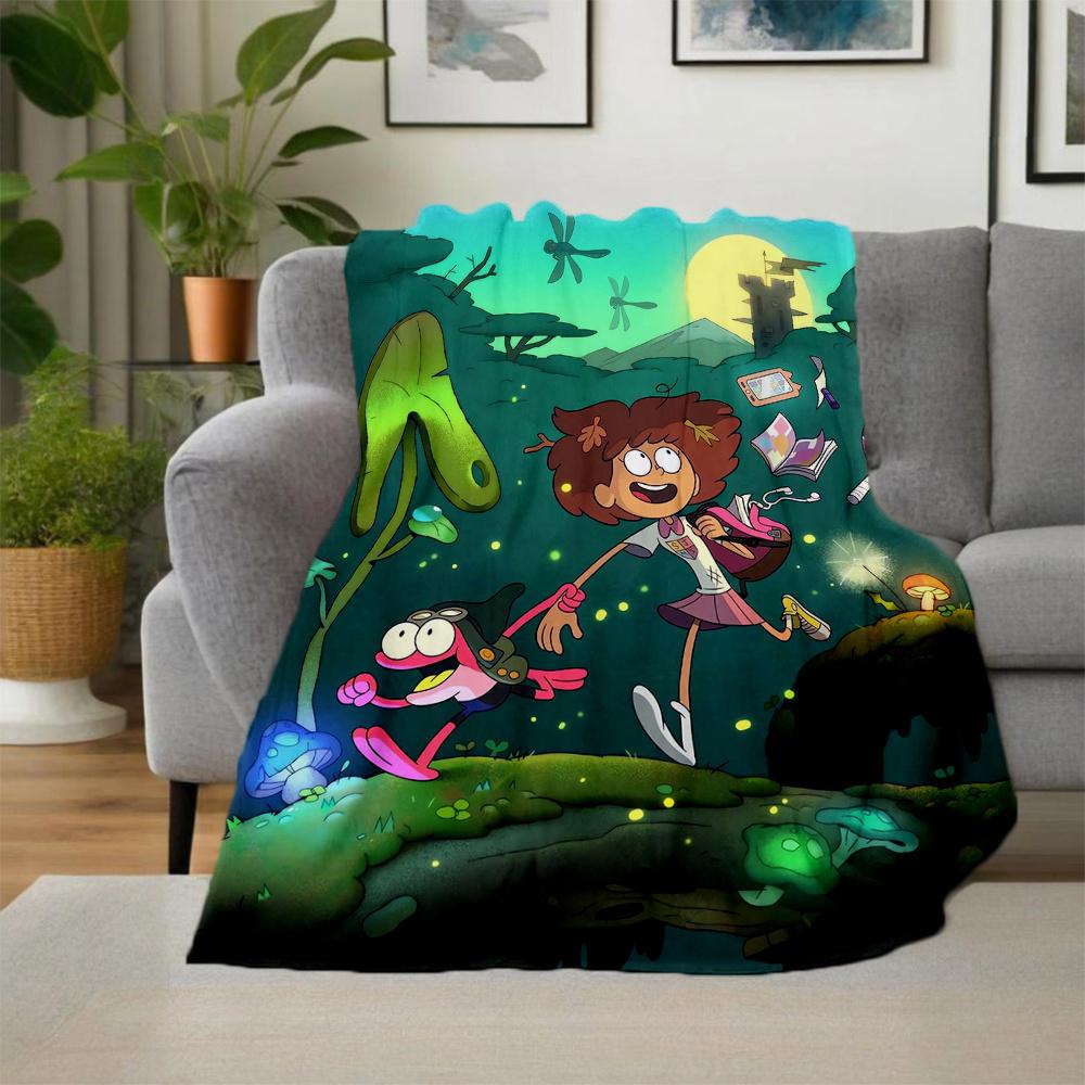 1pc, Amphibia Anne Boonchuy and Sprig Plantar Blanket, Seasonal Home Decorative Throw Blanket, Living Room, Outdoor, Travel, Camping, Car Blankets, Be